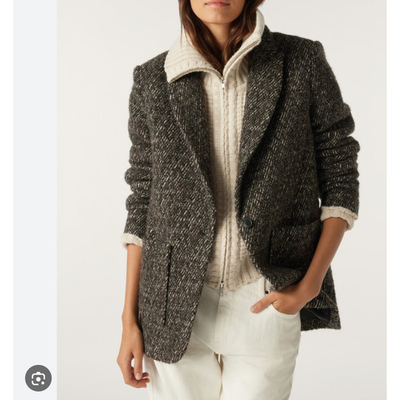 NWT Ba&sh Marron Lost Blazer Jacket Brown Thick sz2 US M $515